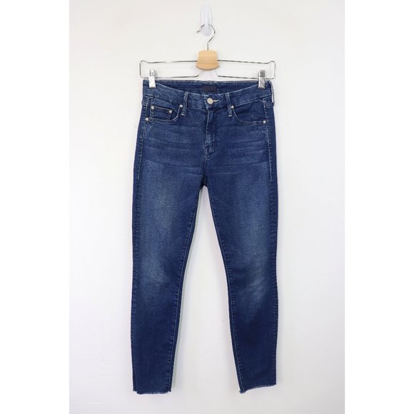 Mother The Looker Ankle Fray Jeans Skinny Super Stretch Denim Fast Times Wash 24 - Picture 4 of 11